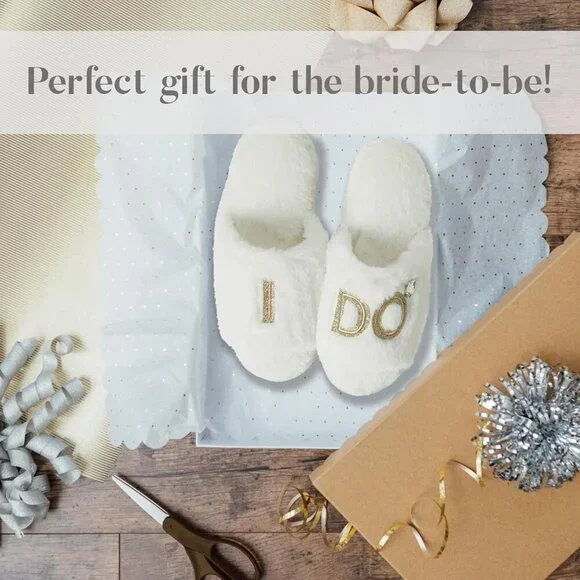 Women's Bridal Slippers I Do Crew Matching Wedding Bachelorette Gift Size Medium - Picture 5 of 5